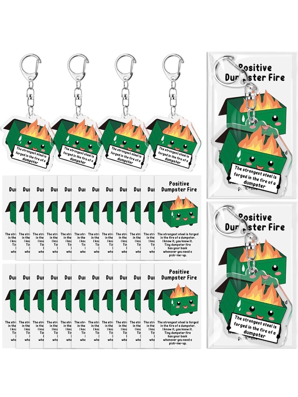 New Open Box Siifert Dumpster Fire Keychains Gifts for Coworkers Acrylic Materia